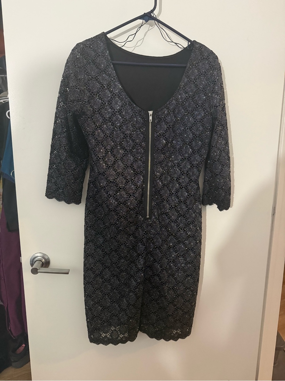 Ronni Nicole Black Lace Scoop Neck Sheath Dress - Picture 3 of 6